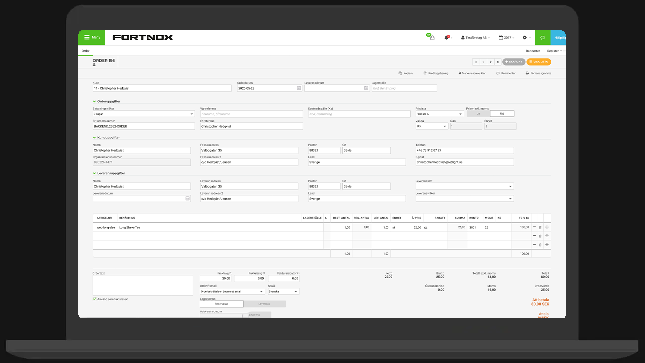Shopify till Fortnox-integration